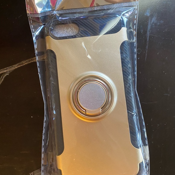 Gold iPhone 7/8 Phone Case w Ring Holder Kickstand - Picture 2 of 6